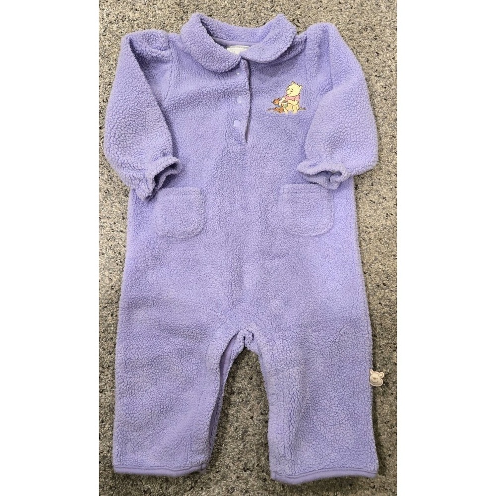 Disney Baby Winnie Pooh Lavender Sherpa Fleece One Piece 6M Vintage Style